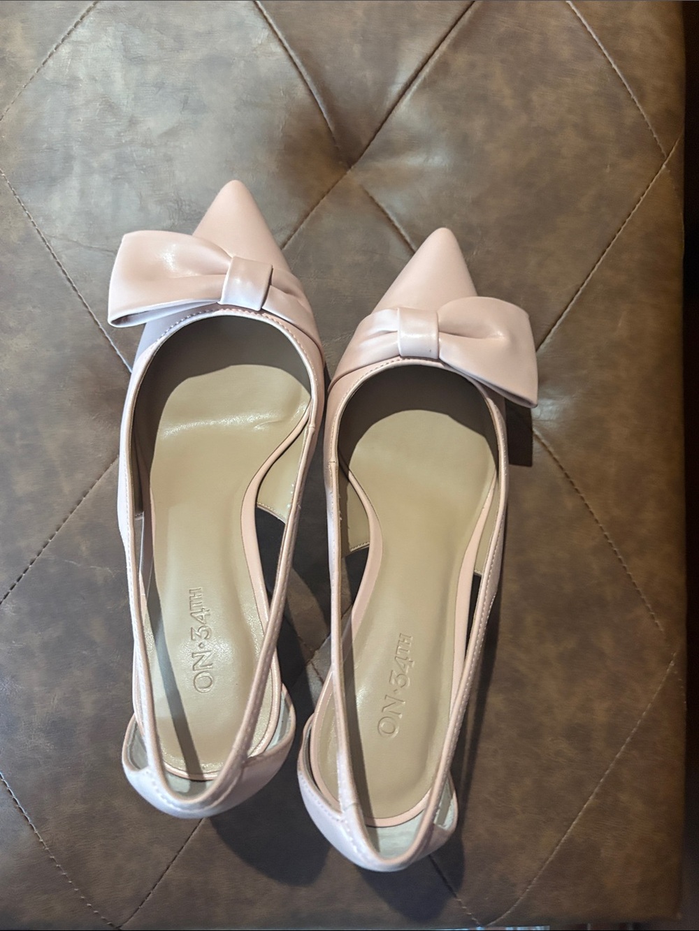 On 34th Elayne Pointed Bow Slingback Flats in Pale Pink size 8 medium